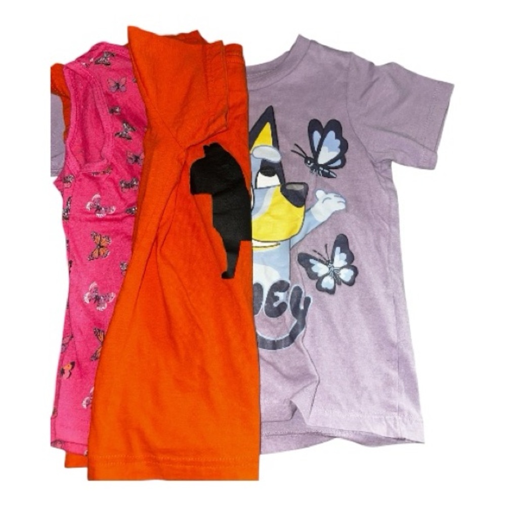 Girls' Graphic Tee Trio - Pink, Orange & Lavender